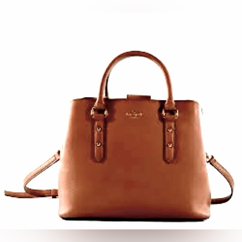 Kate Spade Evangelie Larchmont Warm Cognac Pebbled Leather Tan Crossbody/Satchel